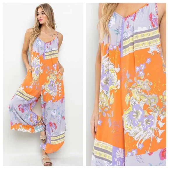23 Boho Border Print Sleeveless Jumpsuit - Picture 5 of 5